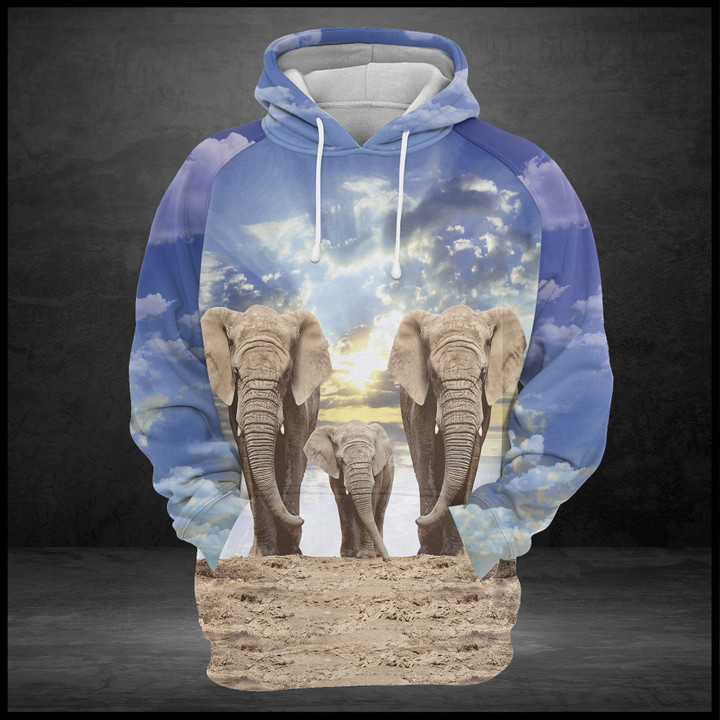 Elephant Family Unisex 3D Hoodie All Over Print Kcasz