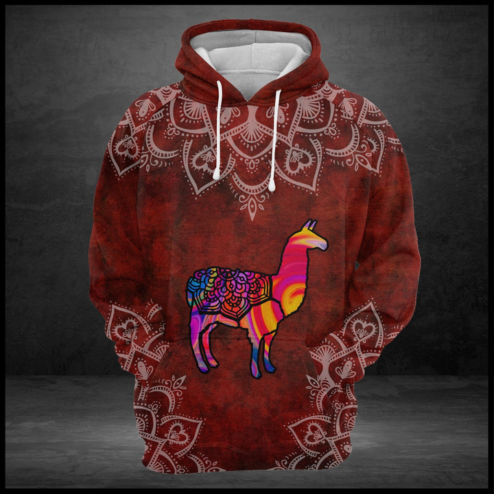 Llama Red Mandala Hoodie Bt07