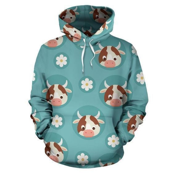 Cute Cow And Daisy Hoodie Bt14