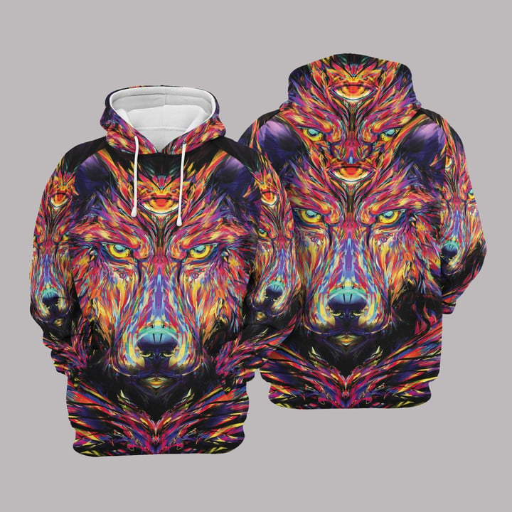 Wolf Abstract Hoodie Bt04