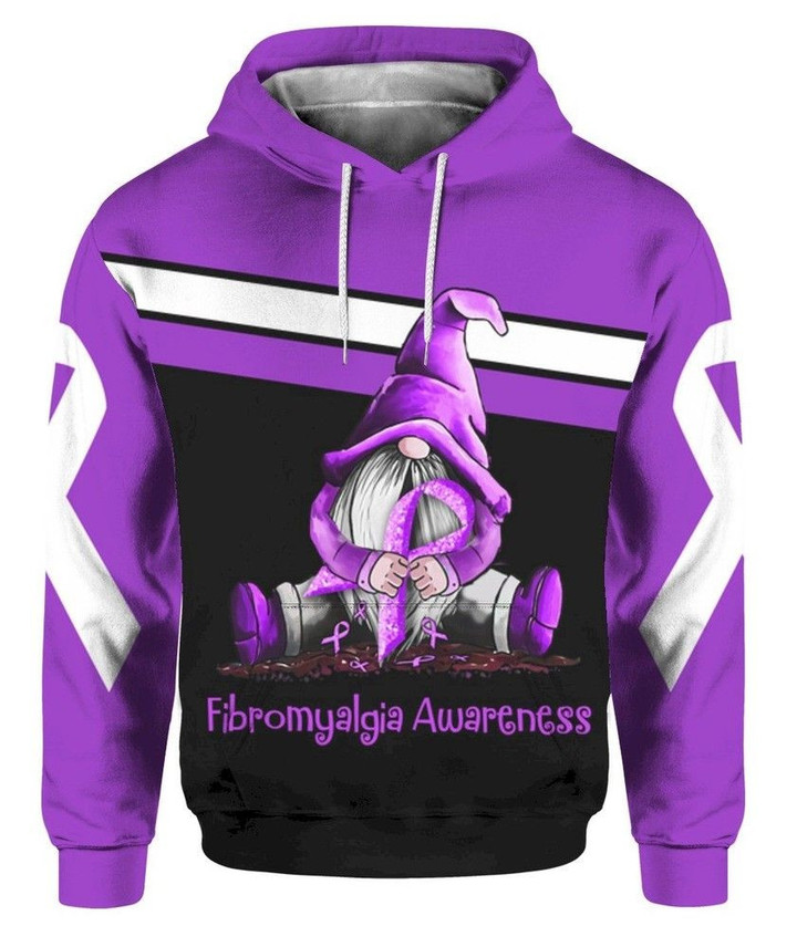 Gnome Fibromyalgia Awareness 3D Hoodie Sweatshirt