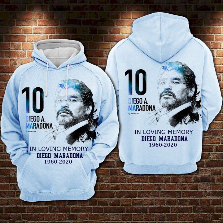 Diego Maradona 10 Hand Of God Loving Memory 3D Hoodie Sweatshirt Gold