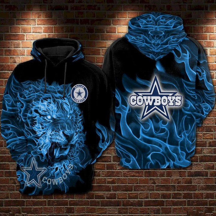 Dallas Cowboys Nfl Tiger Smoke Blue 3D Hoodie Sweatshirt