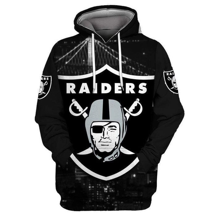 Oakland Raiders 3D Hooded Pocket Pullover Sweater Hoodie Perfect Gift