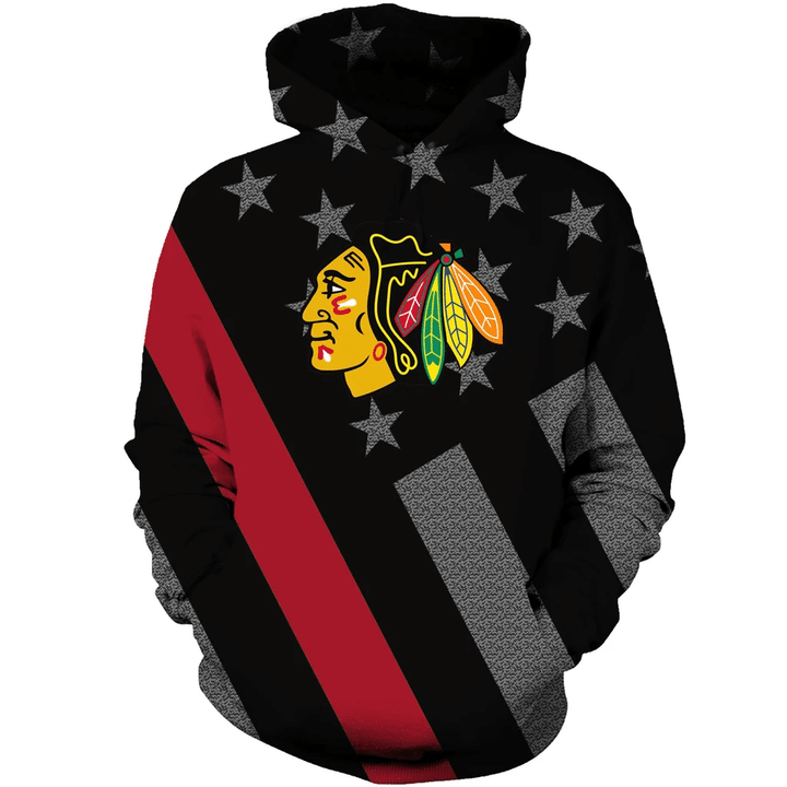 Chicago Blackhawks And American Flag 3D Hoodie
