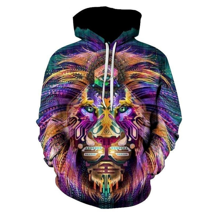 Colorful Digital Lion 3D Sweatshirt Hoodie Pullover
