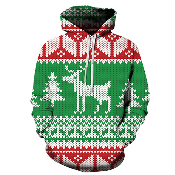 Christmas Reindeer Hoodie - Sweatshirt, Hoodie, Pullover