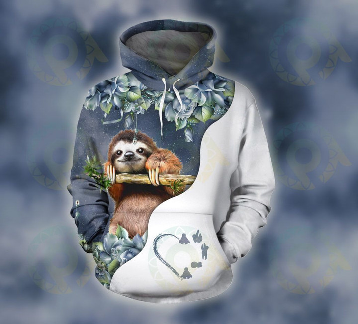 Sloth - Hoodie Flower Love Id1-D