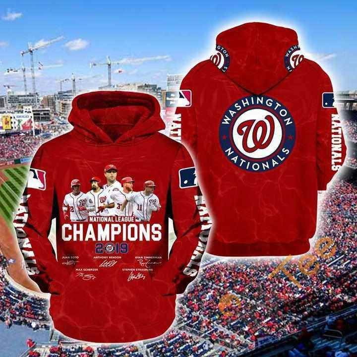 Washington Nationals 2019 Mlb National League Champions Signed Hoodie 3D