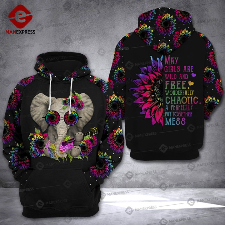 Lkh May Girl Elephant Chaotic Print Hvq Unisex 3D Hoodie All Over Print Olfhm