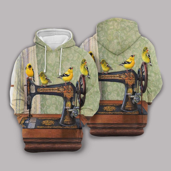 Birds And An Old Sewing Machine Hoodie Bt15