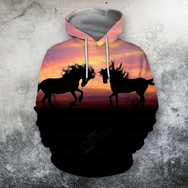 Horse Silhouette Sunset Unisex Hoodies Bt09