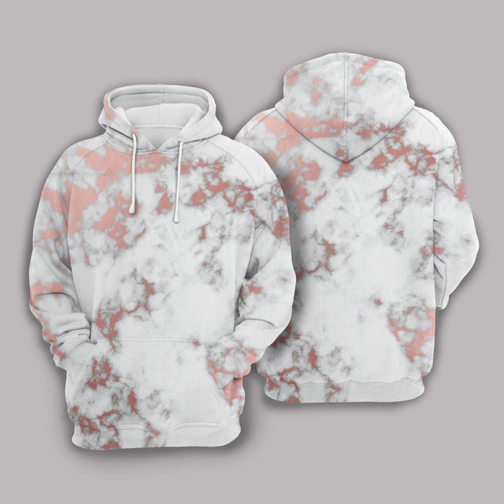 White Rose Gold Marble Hoodie Bt04