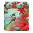 FamilyGater Home Set - Hawaii Hummingbird Red Hibiscus Bedding Set - AH J8