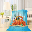 Summer Elements And Balloons In Blue Sky Throw Blanket