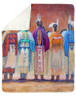 5 Women Native Painting Art 3D Printed Window Curtain Fleece Blanket