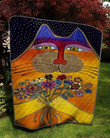 Colorful Cat And Flower Quilt Cihcj