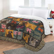 Cat Blankets - Vintage Cat And Colorful Flower Quilt Blanket - Gift For Vintage Girls