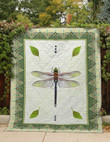 Dragonfly And Green Leaf Quilt Cuxcm