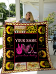 Love Hockey Personalize Custom Name Quilt