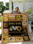 Love Sunflower Personalize Custom Name Quilt