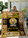 Love Sunflower Hippie Personalize Custom Name Quilt