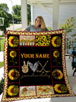 Love Hockey Personalize Custom Name Quilt
