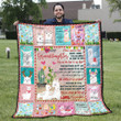 Cute Cartoon Llama Blanket - Llama Wearing Colorful Flowers Quilt Blanket - Birthday Gift For Granddaughter