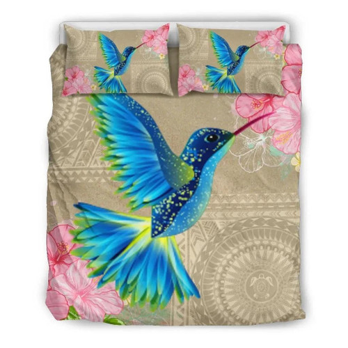 FamilyGater Home Set - Hawaii Humming Bird Hibiscus Polynesian Bedding Set - AH - J4