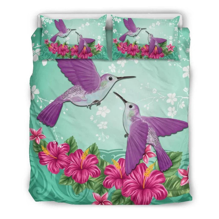 FamilyGater Home Set - Hawaii Humming Bird Hibiscus Bedding Set - Out Style - AH - J4