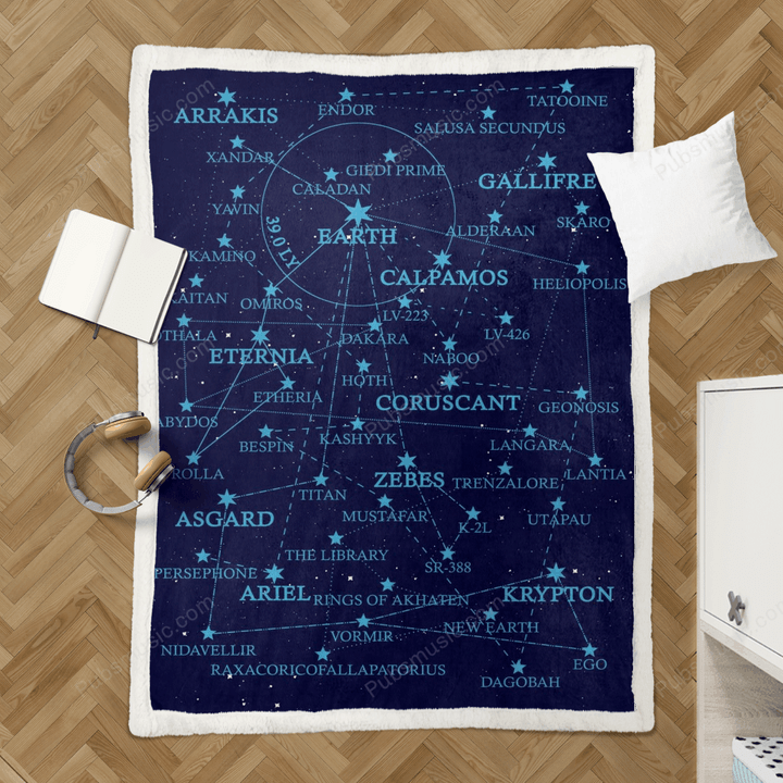 Scifi Multiverse Map - Scifi Sherpa Fleece Blanket