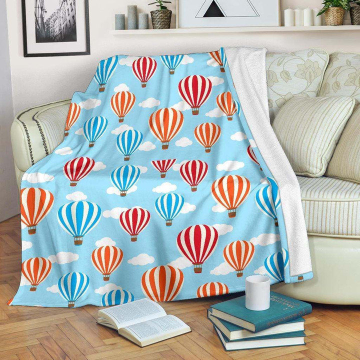 Hot Air Cloud Balloon Cl12100622Mdf Sherpa Fleece Blanket