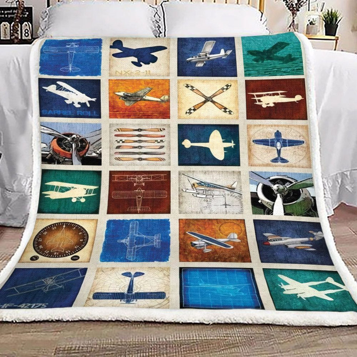 Airplane Sherpa Fleece Blanket Koah