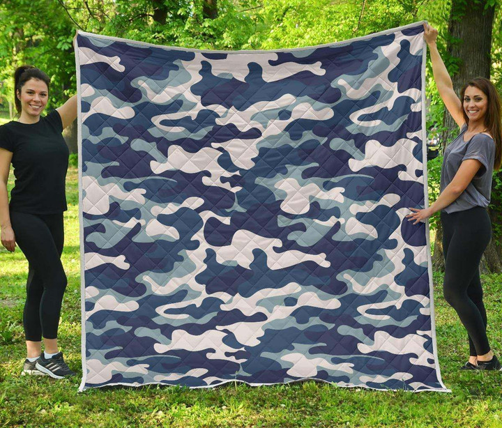 Blue And White Camouflage Hur Quilt