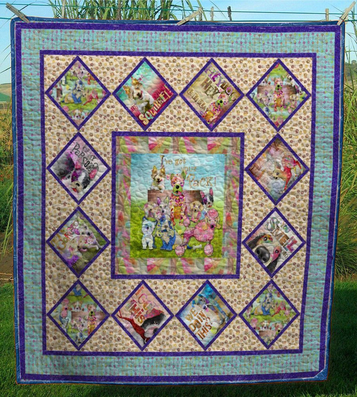 Colorful Puppy Dogs Quilt Cugap