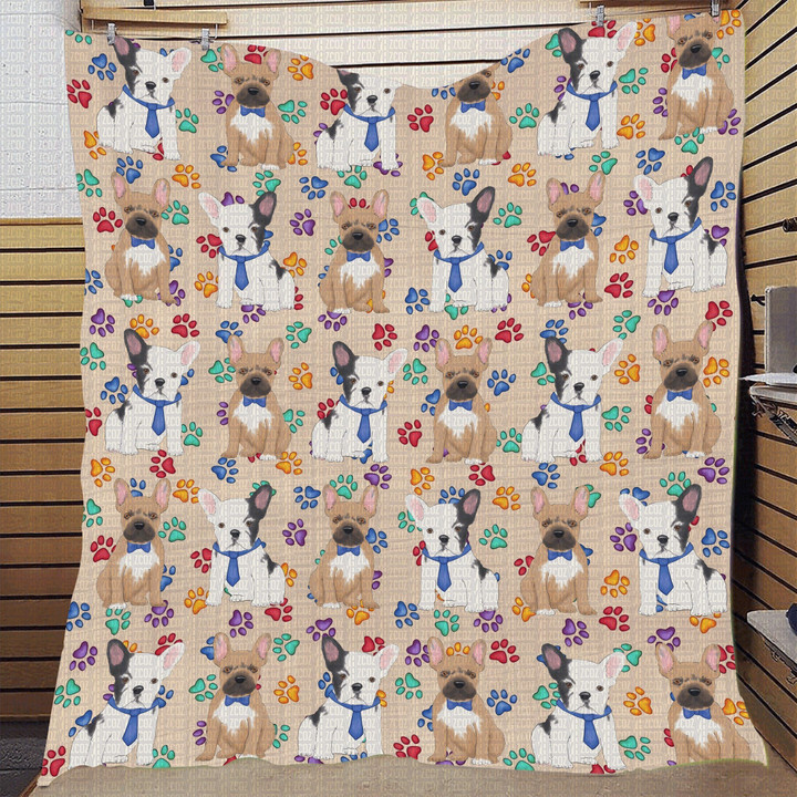 French Bulldog Dogs Blue Quilt Ciqmc