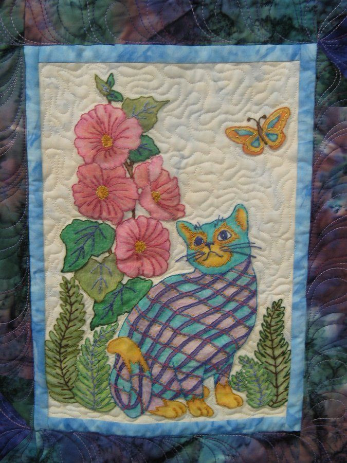 Plaid Cats In My Garden Quilt Cicre