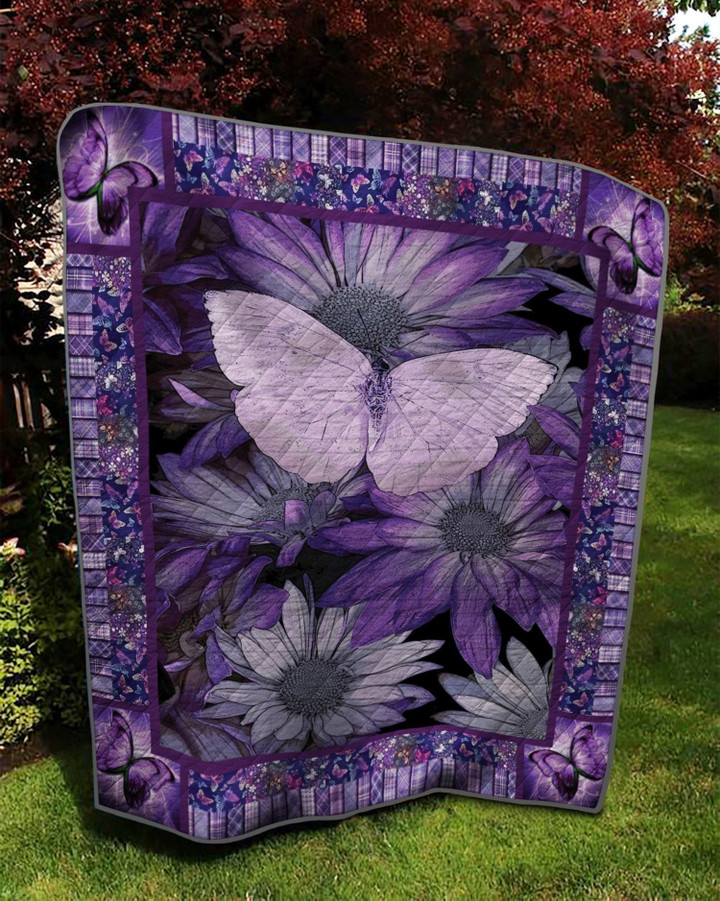 Purple Butterfly Flower Quilt Ciozo