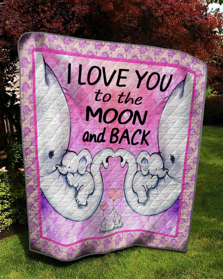 I Love You To The Moon And Back Elephant Quilt Cipvg