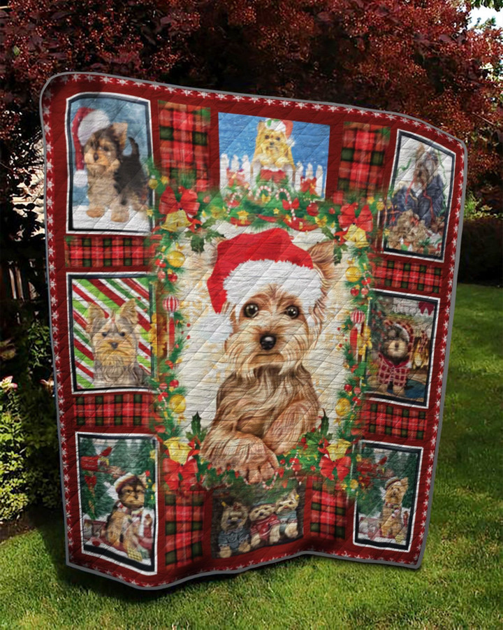 Yorkshire Terrier Dog Christmas Quilt Ciplw