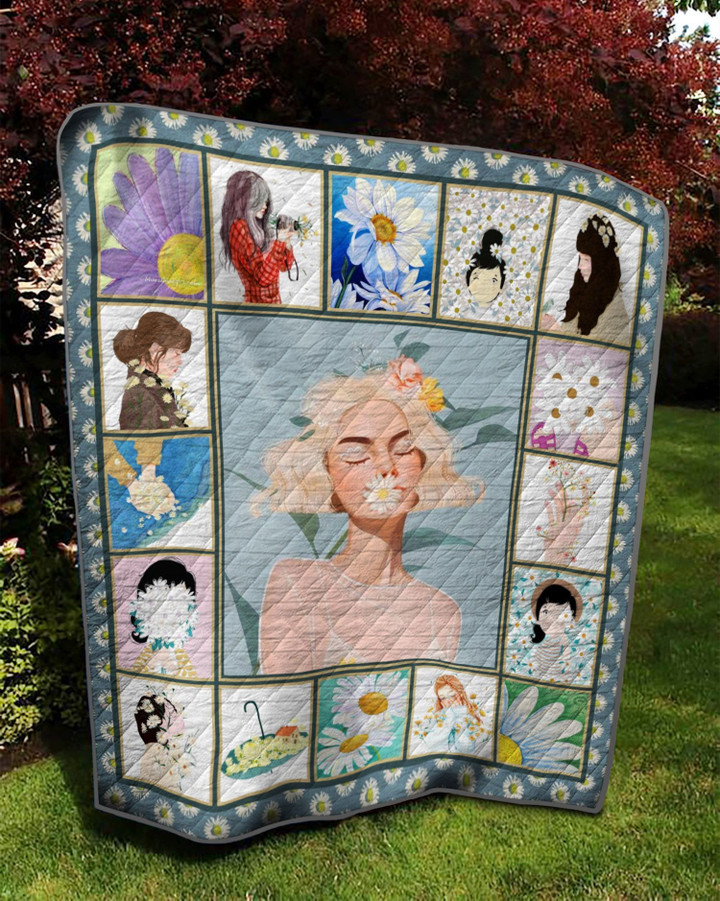 Girl And Flower Quilt Cutlh