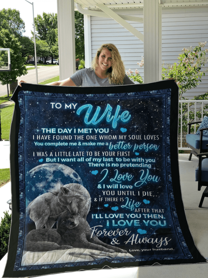Wolf The Day I Met You Gift For Wife 50X60 Quilt
