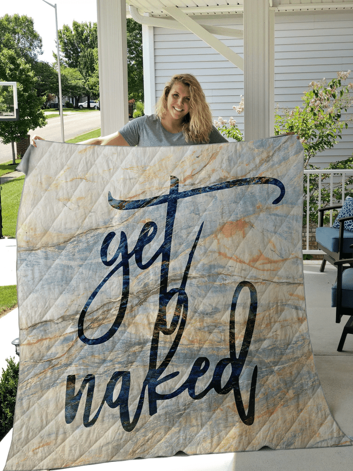 Retro Marble Texture And Letters Get Naked 3D Printed Gift Quilt