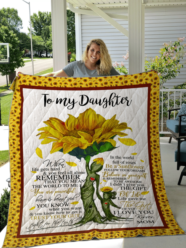 To My Daughter Mom And Daughter Sunflower Tree Quilt