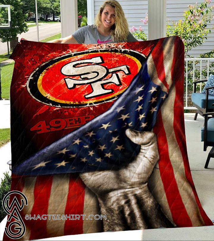 San Francisco 49Ers American Flag Full Printing Quilt