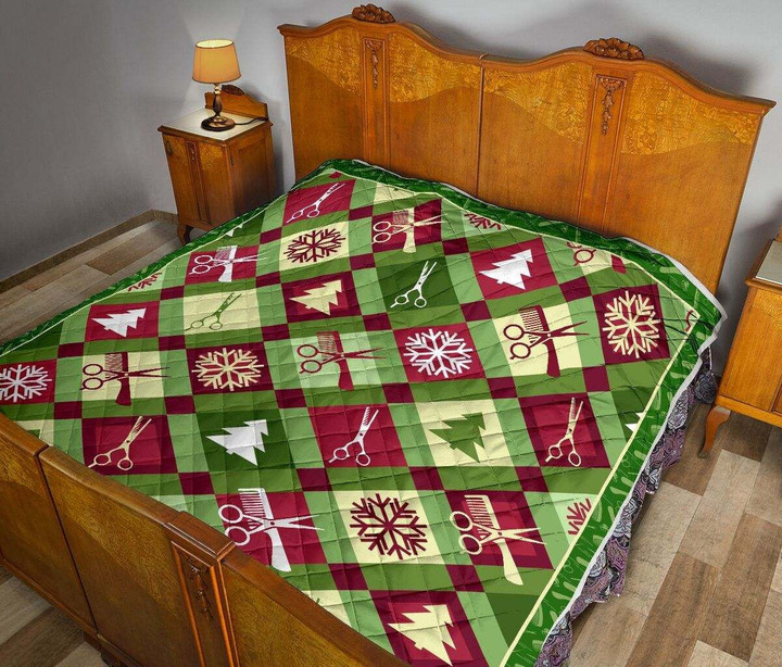 Hairstylist Christmas Pattern Quilt Dhc281111597Dd