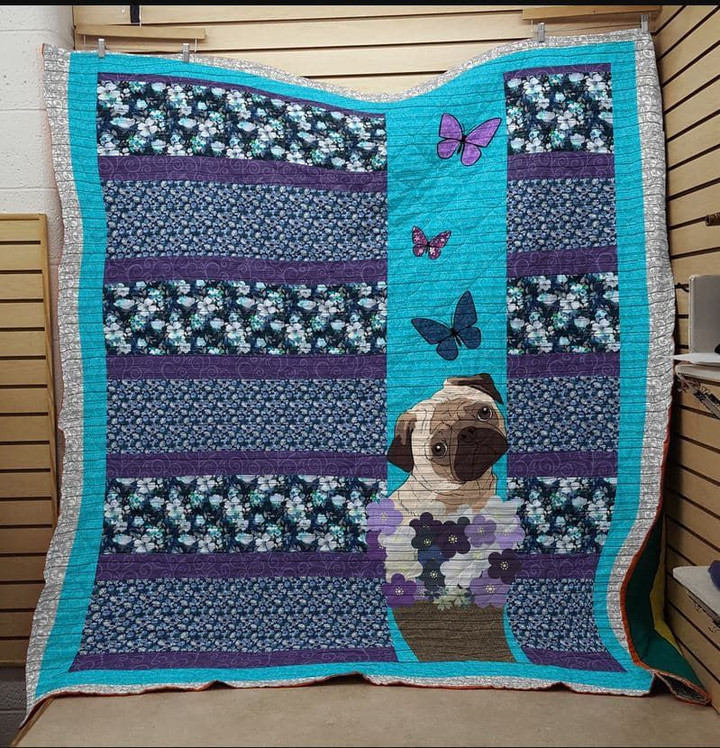 Mp0211 Pug Pug And Butterflies Quilt Dhc16124068Dd