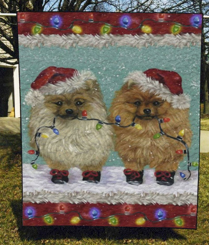 Mp1411 Pomeranian Lovely Christmas Pomeranian Quilt Dhc16123921Dd