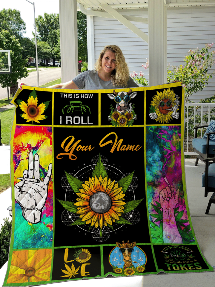 Love Sunflower Personalize Custom Name Quilt