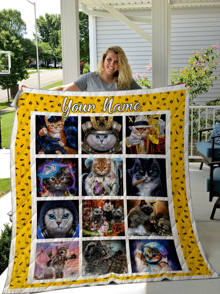 Love Cat Personalize Custom Name Quilt